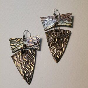 Handmade Bow-Tie Dangle Bronze Earrings
